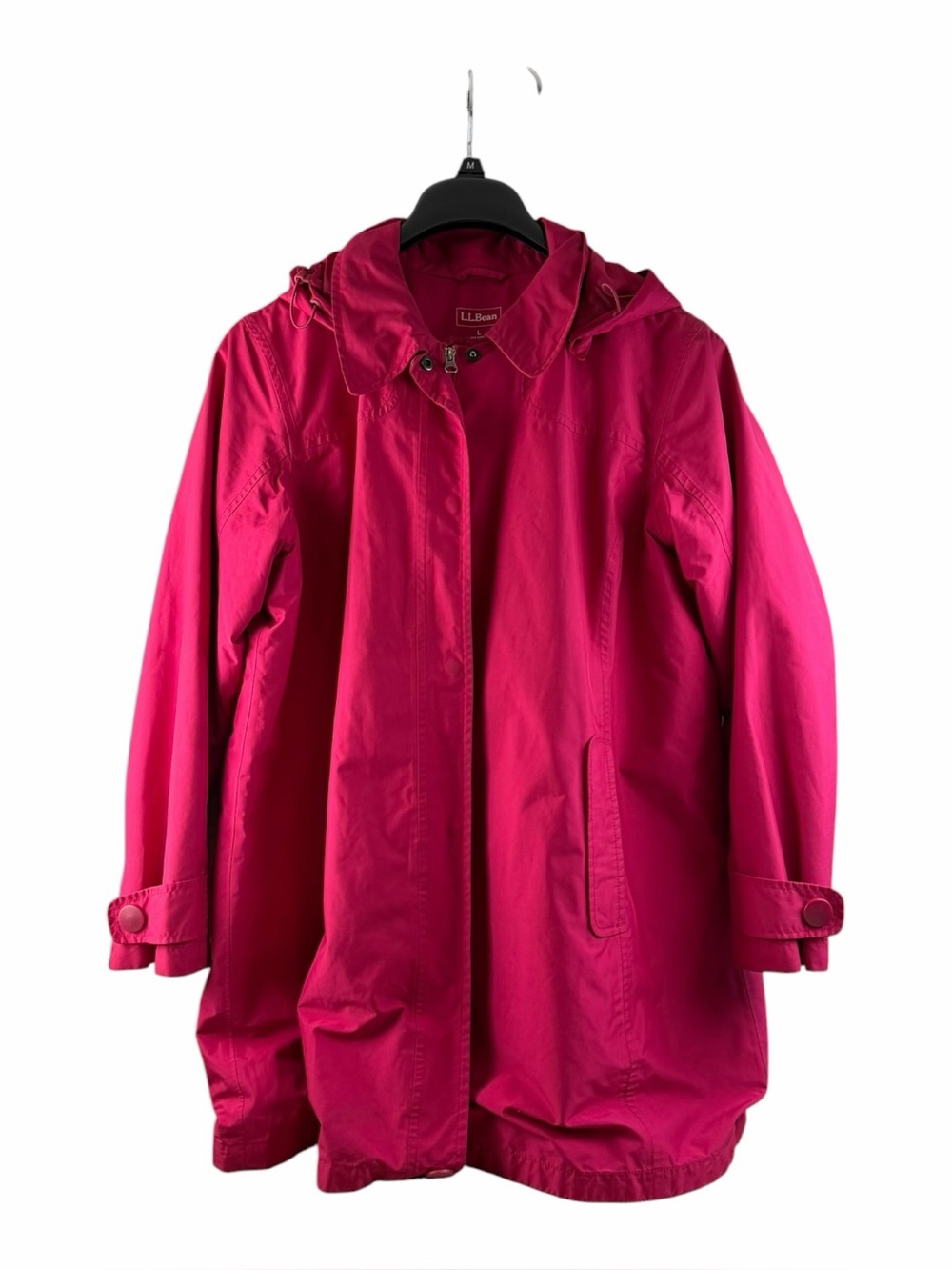 LL Bean Jacket Womens Large Pink Hooded Rain Coat Waterproof Hiking